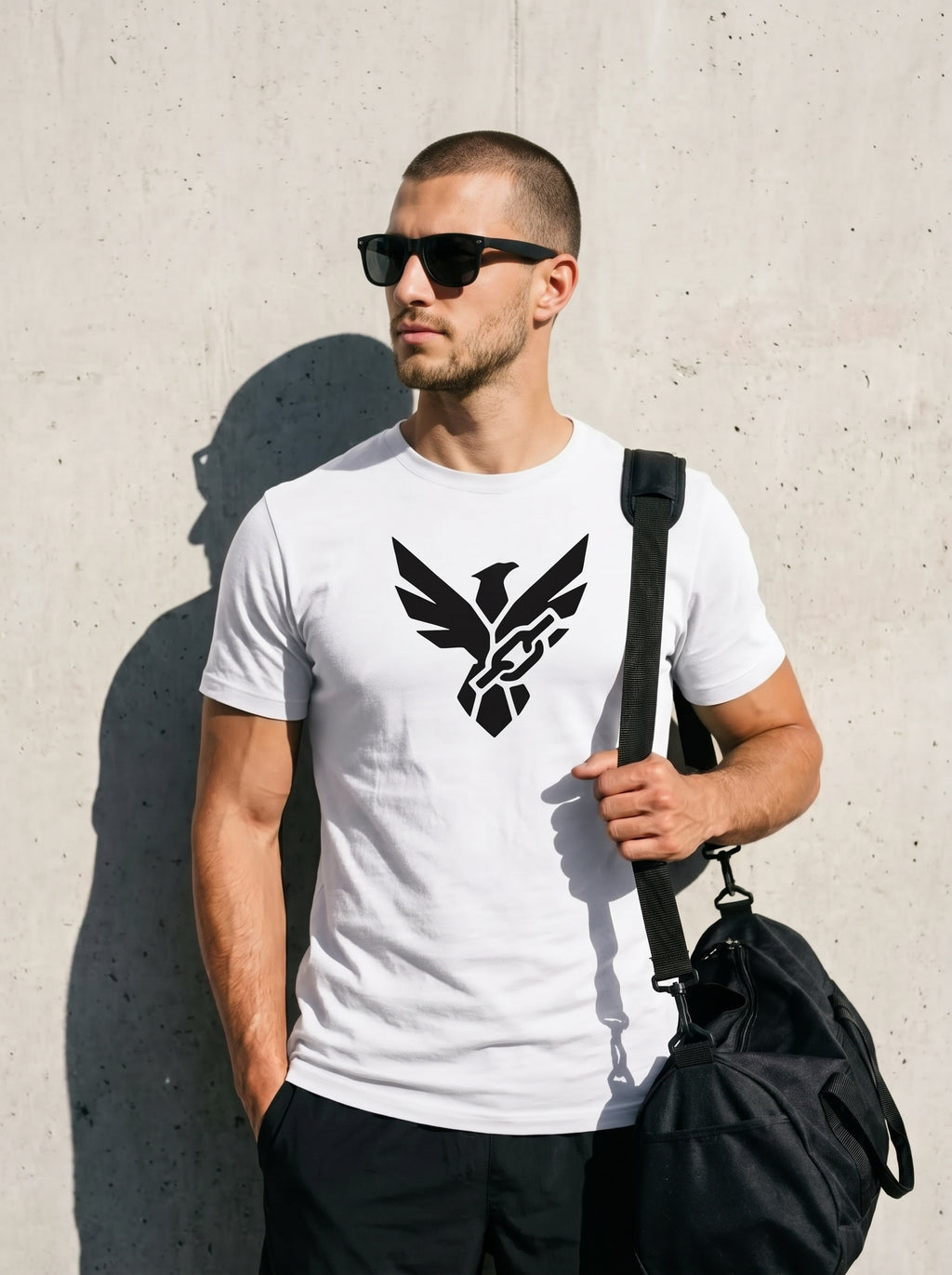 Kai usando polera FORJA Fenix de Hierro color blanco
