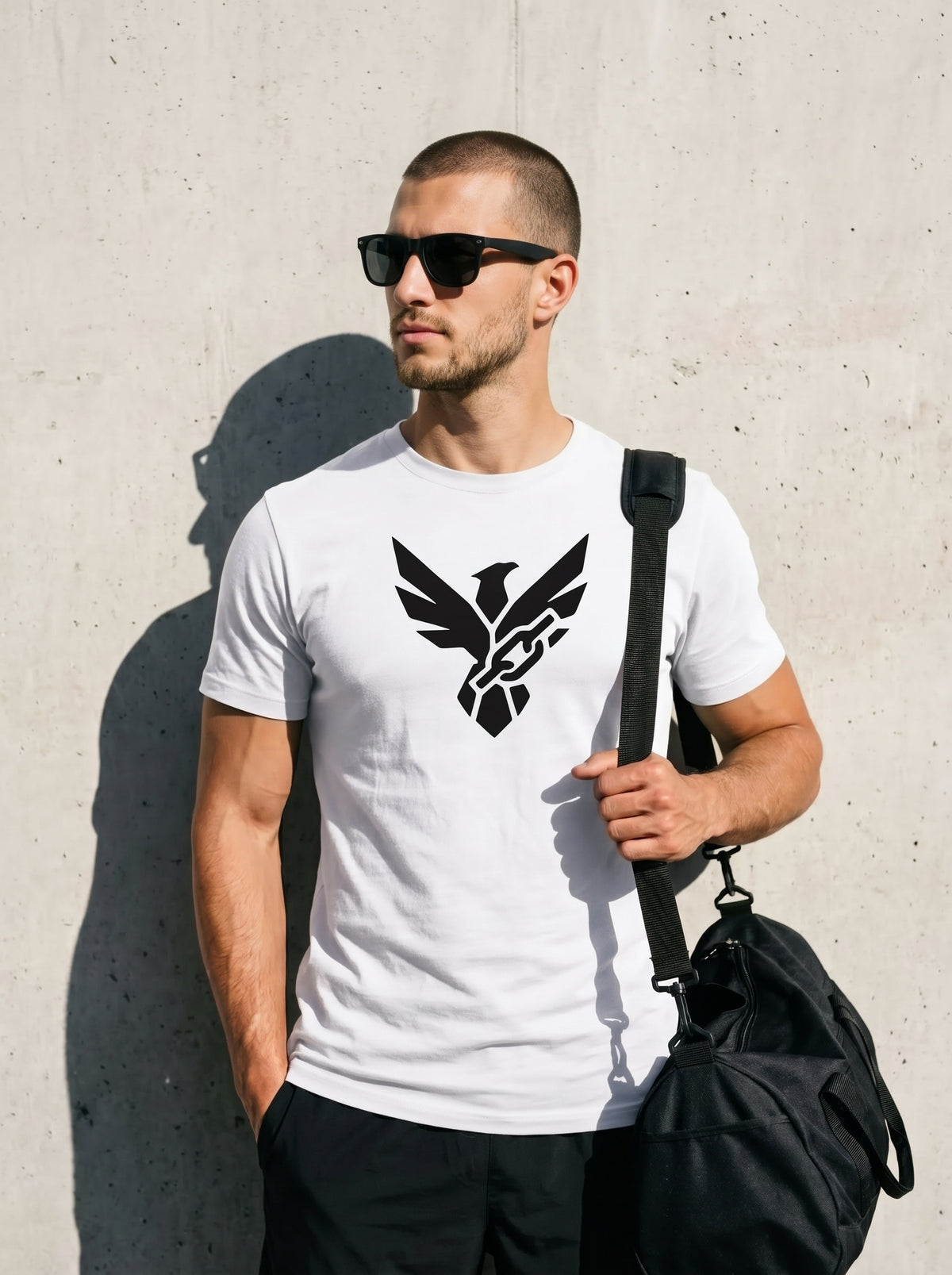Kai usando polera FORJA Fenix de Hierro color blanco